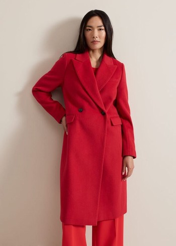 Phase Eight Skye Double Breasted Midaxi Wool Coats Red USA | 6782014-GA